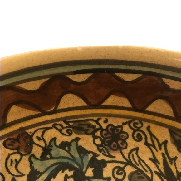 VTG Italian Pottery Bowl 2 Partridge Friends In A Floral Garden Glazed 9” Round - Picture 5 of 8